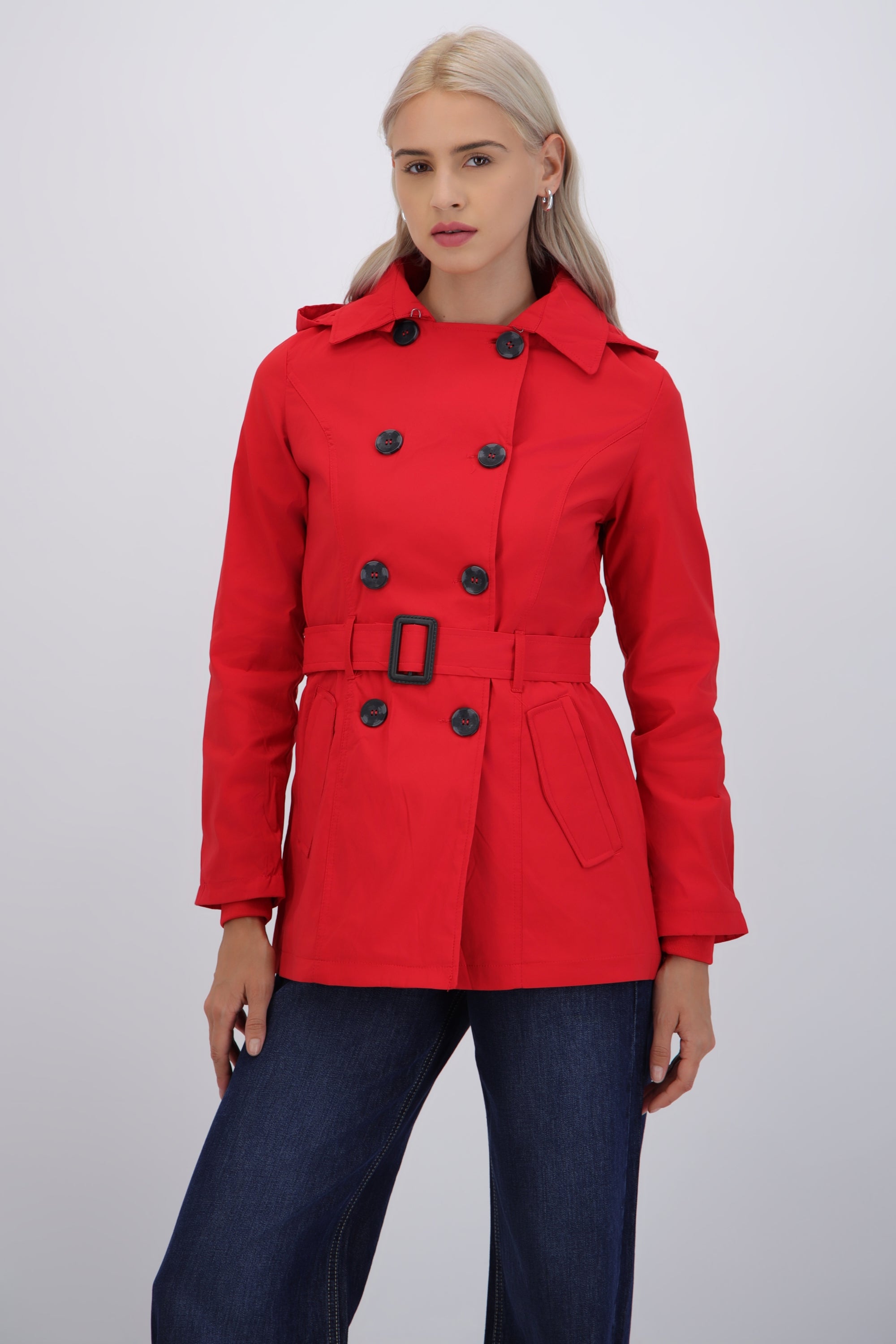 Gabardina midi con peluche detalle botones