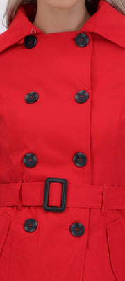 Gabardina midi con peluche detalle botones
