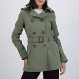 Gabardina midi con peluche detalle botones