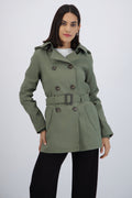 Gabardina midi con peluche detalle botones