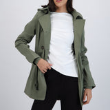 Gabardina midi con peluche detalle botones