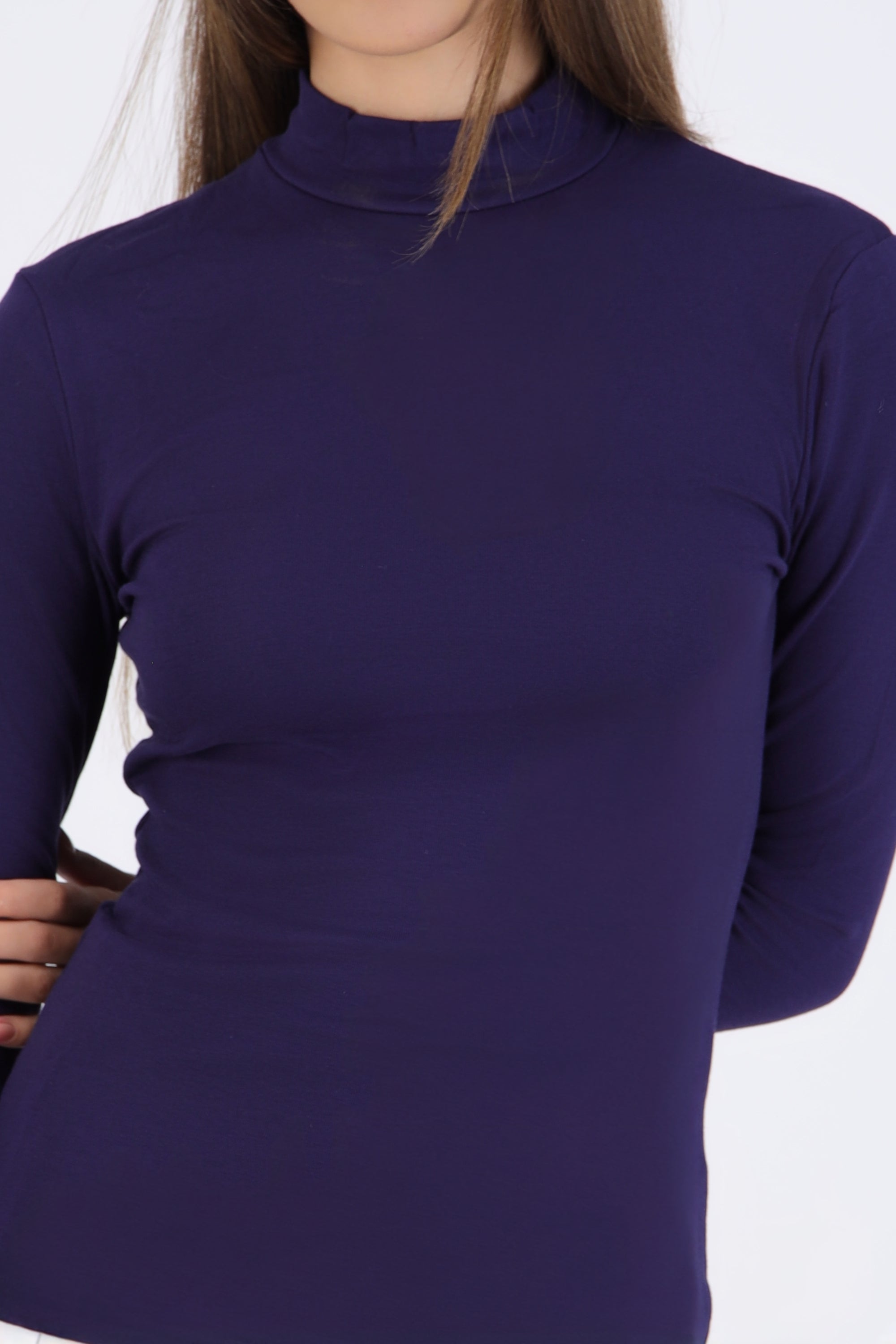 Top cuello alto manga larga AZUL MARINO
