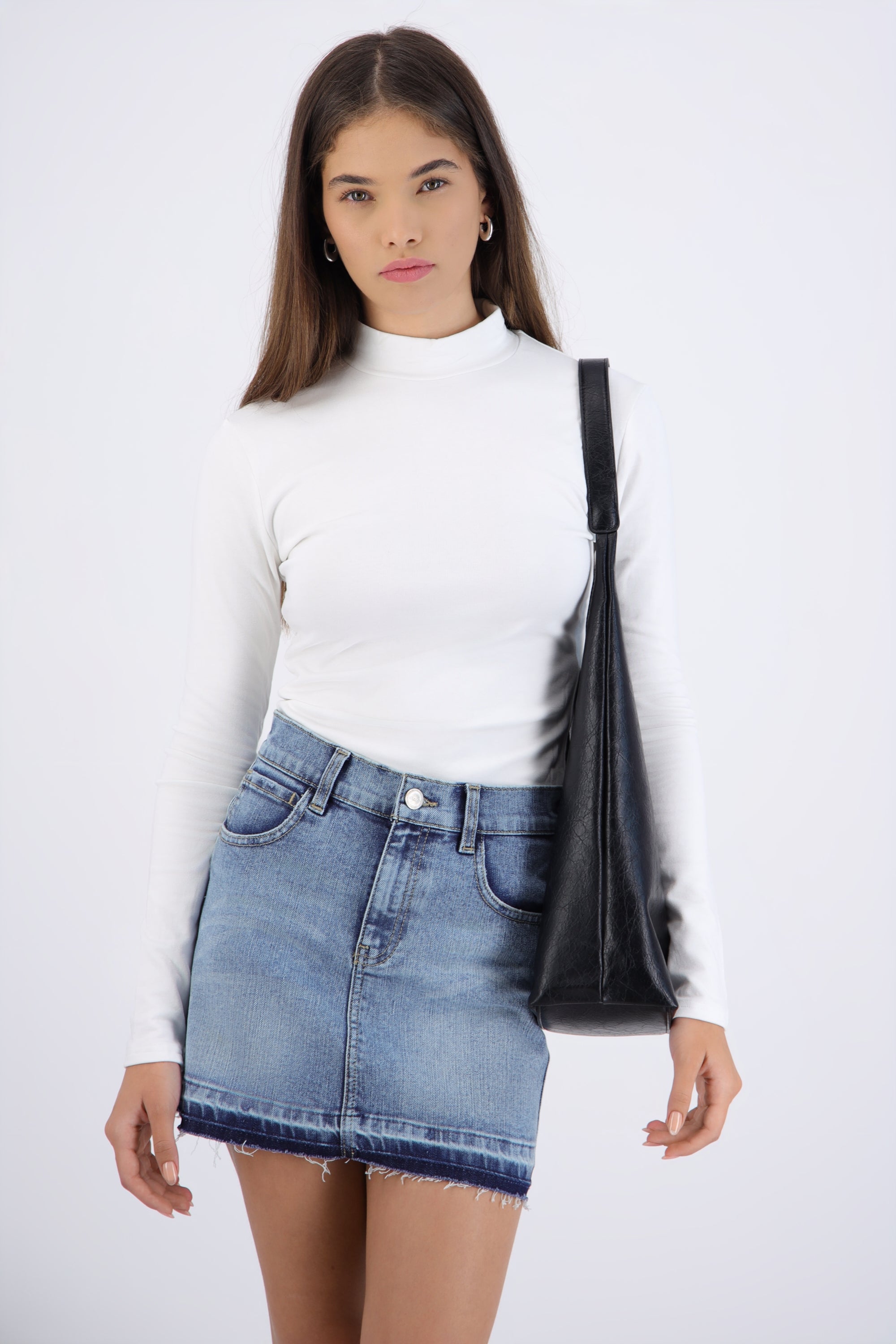 Top cuello alto manga larga BLANCO