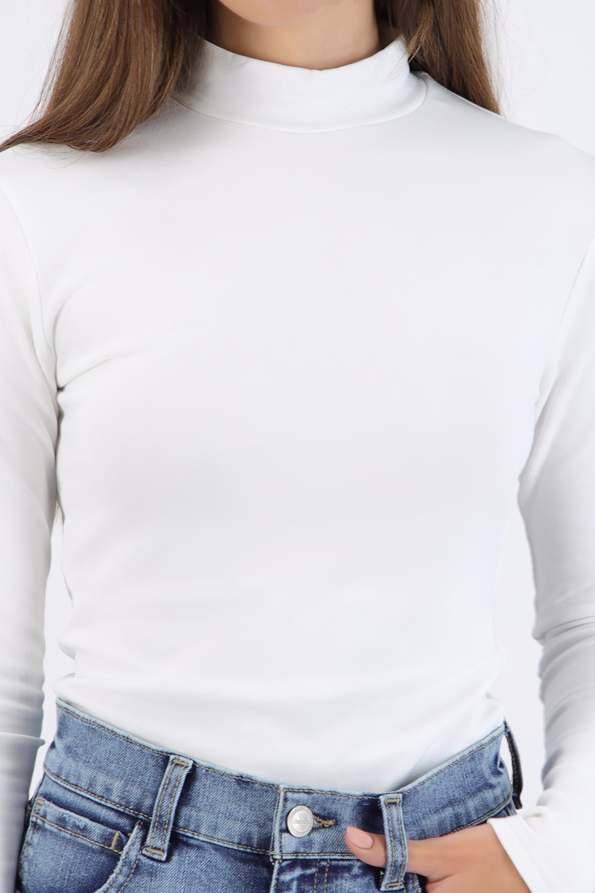 Top cuello alto manga larga BLANCO