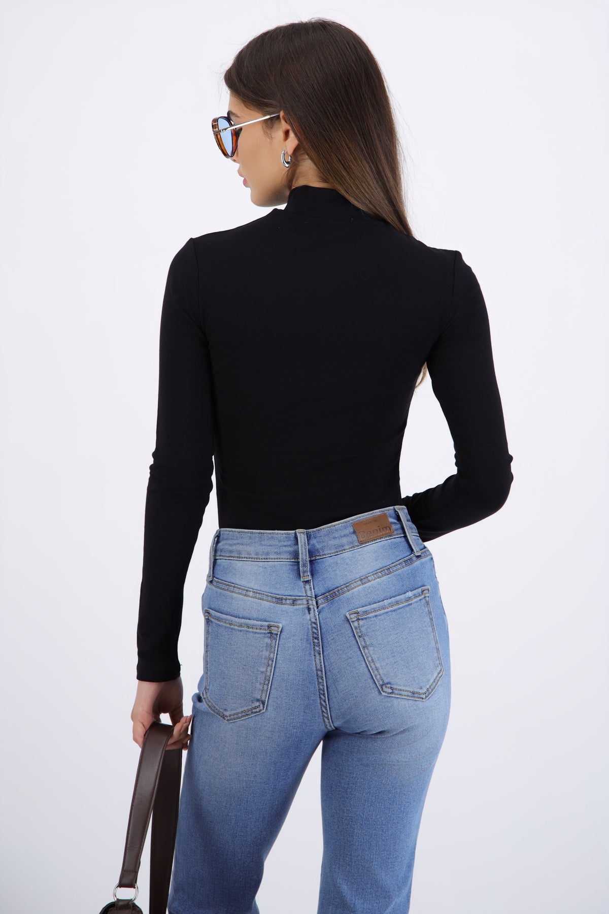 Top cuello alto manga larga NEGRO