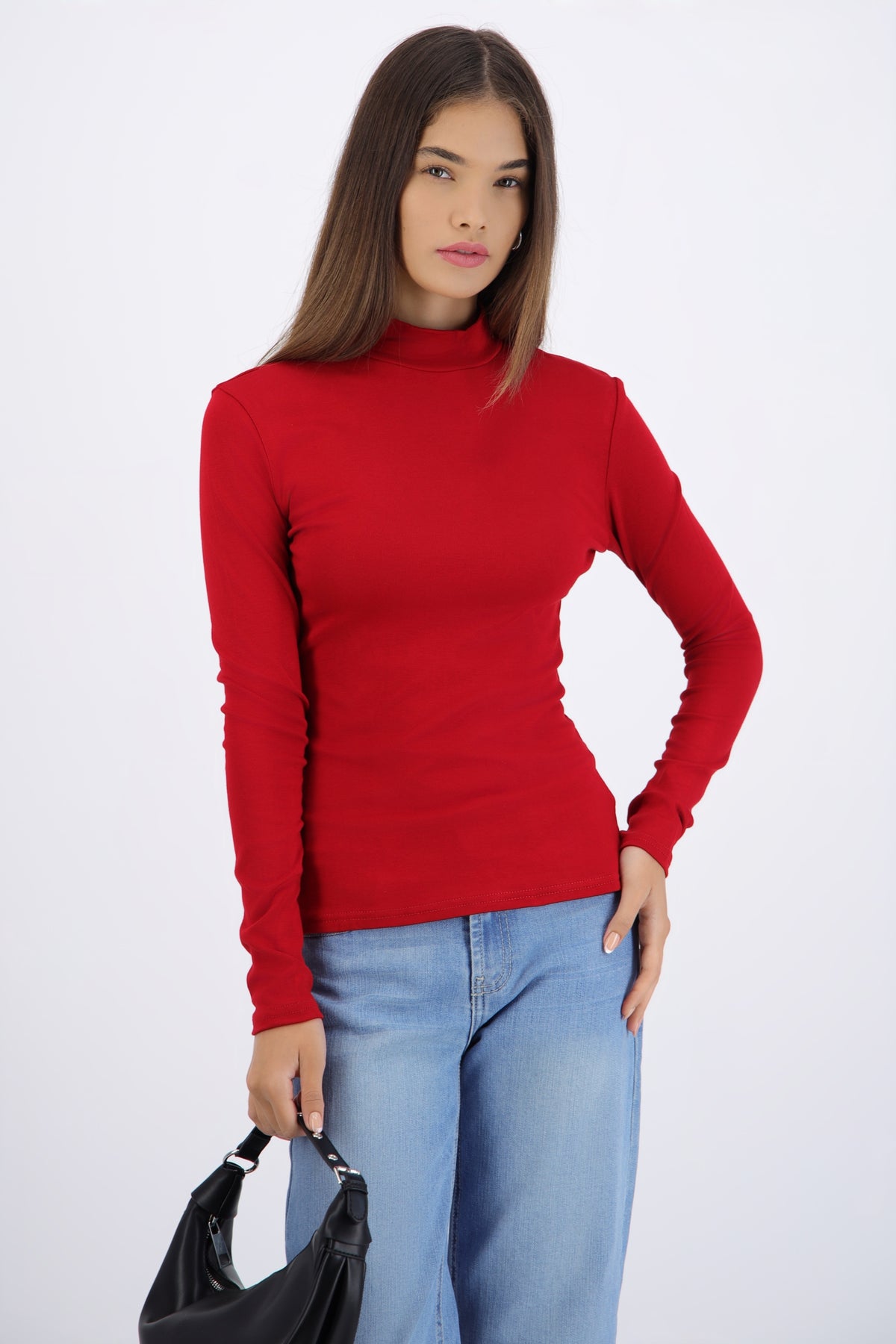 Top cuello alto manga larga ROJO