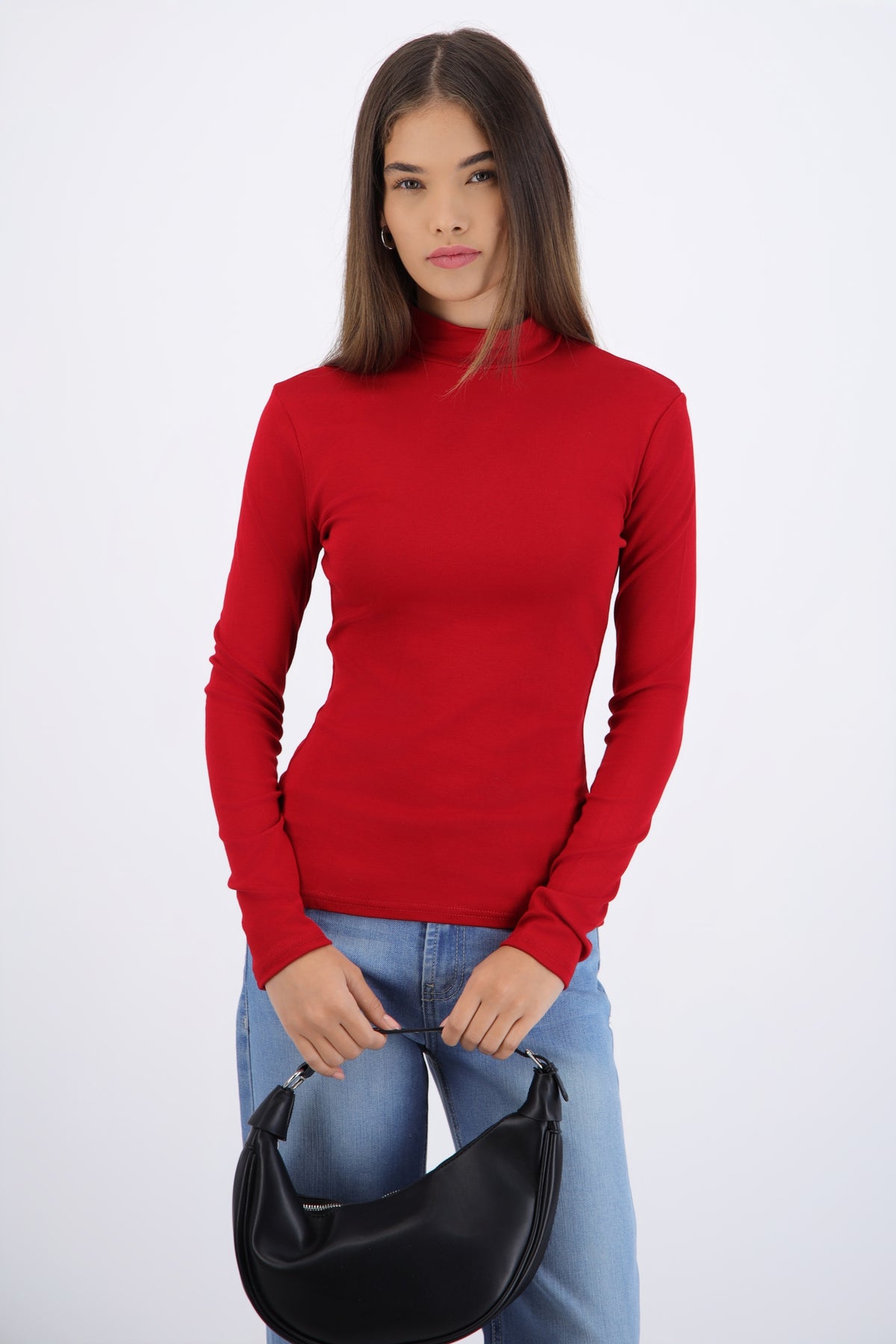 Top cuello alto manga larga ROJO