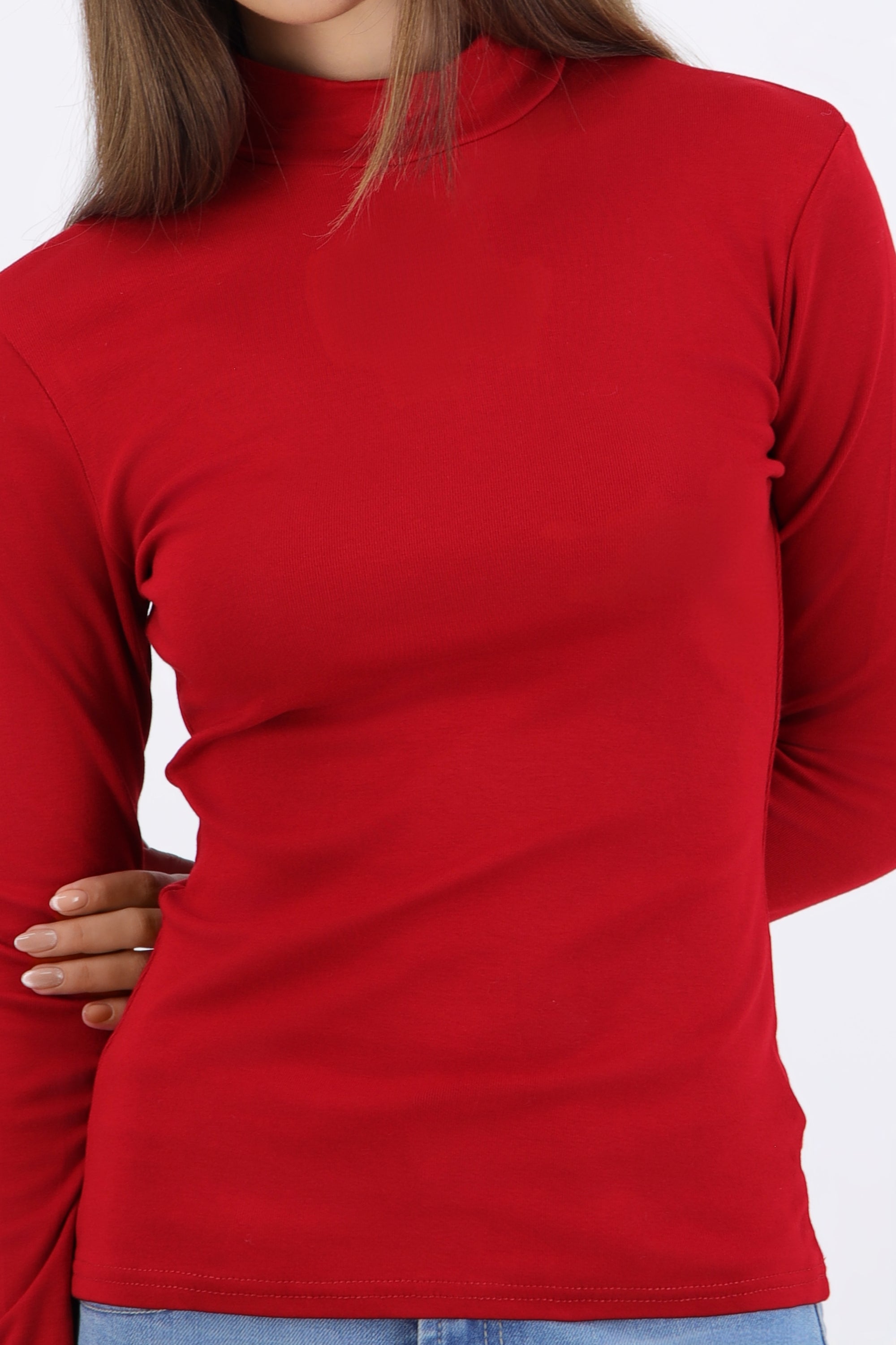 Top cuello alto manga larga ROJO