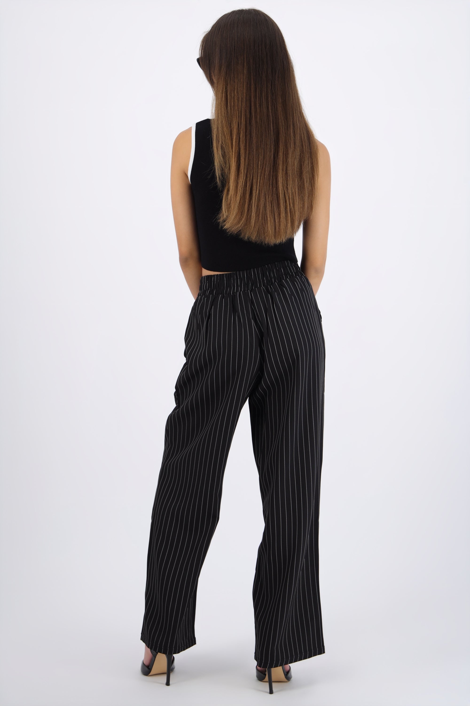 Pantalon amplio rayas sastre NEGRO COMBO