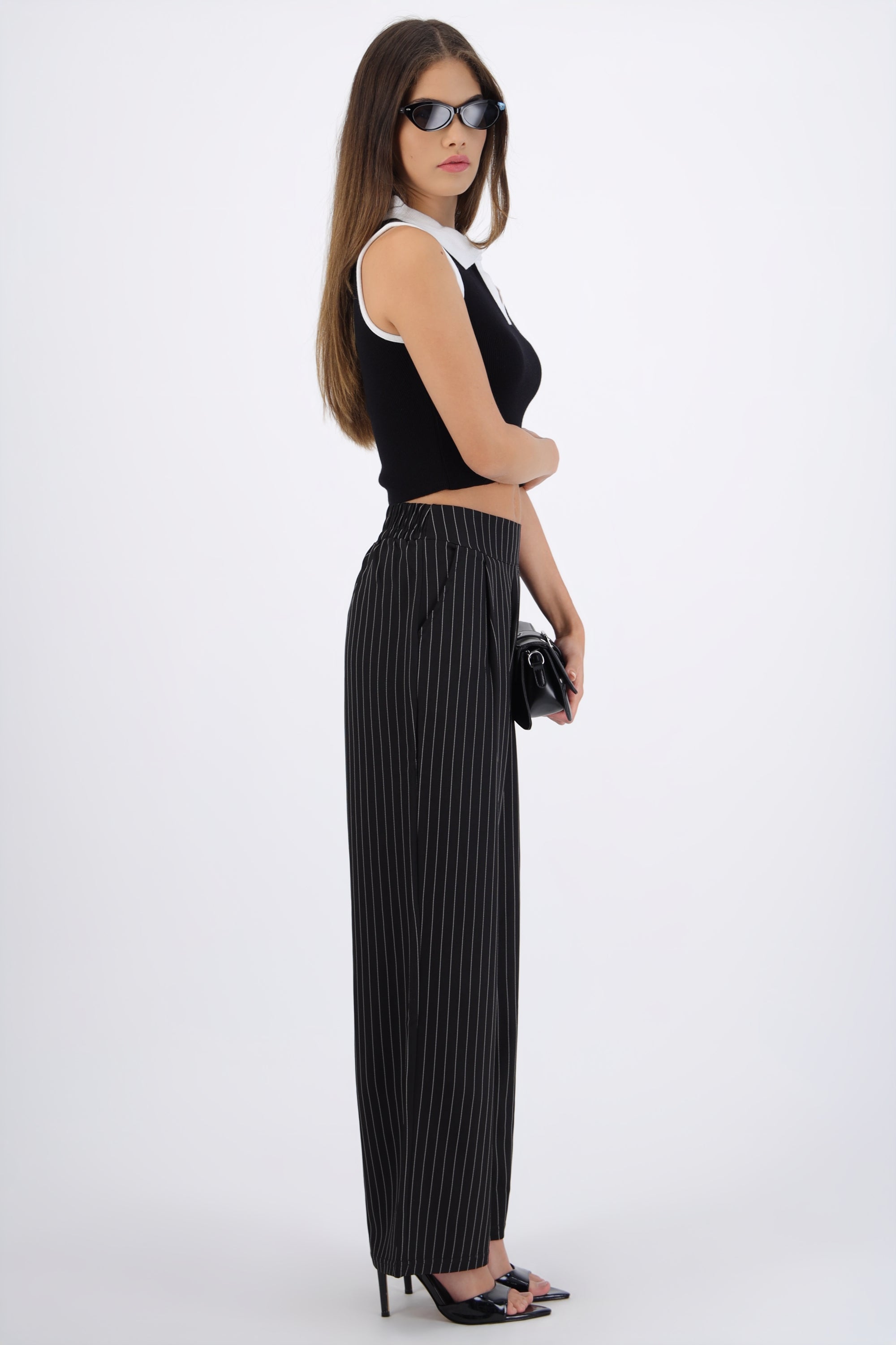 Pantalon amplio rayas sastre NEGRO COMBO