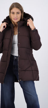 Puffer larga detalle gorro peluche