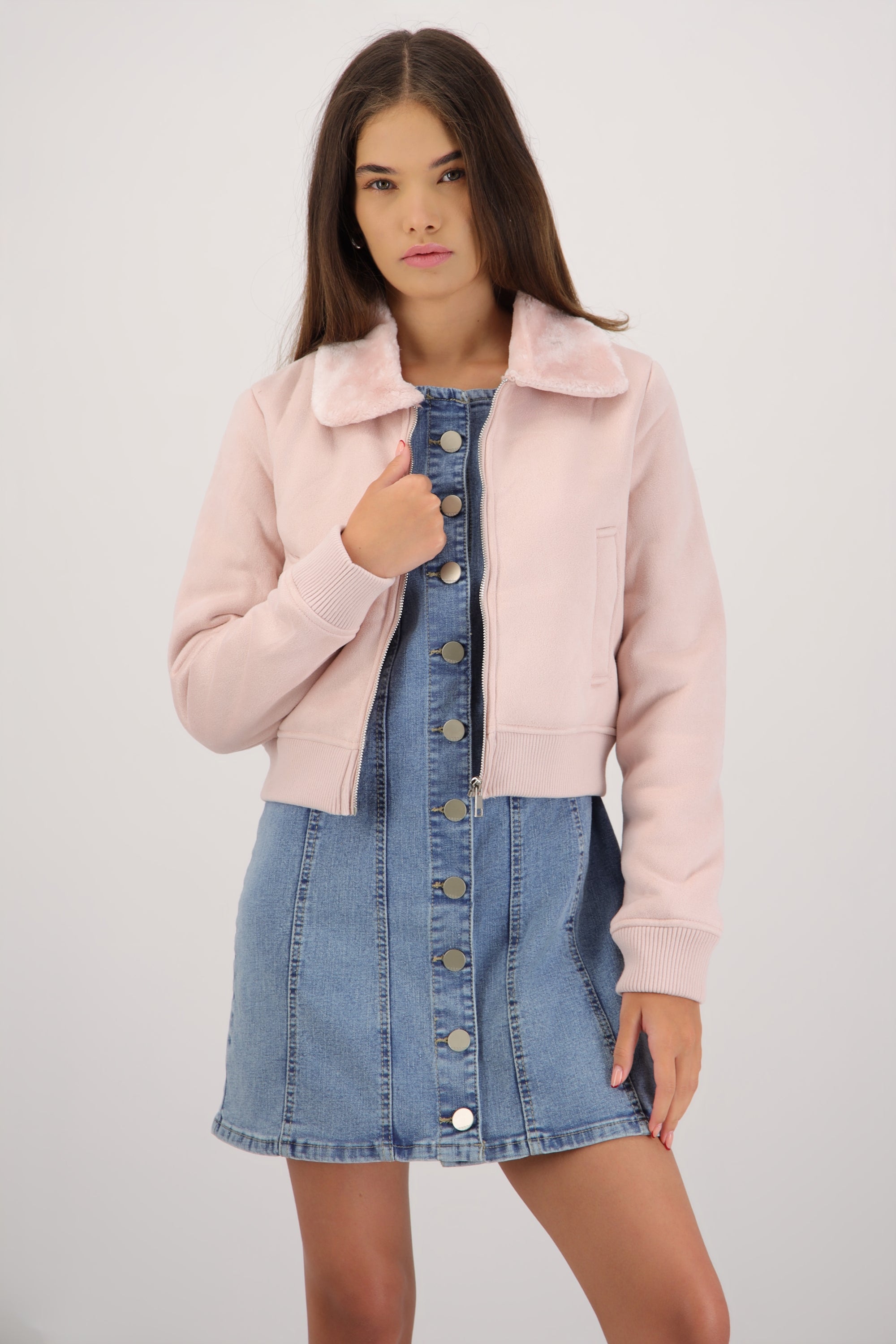 Bomber detalle peluche ROSA