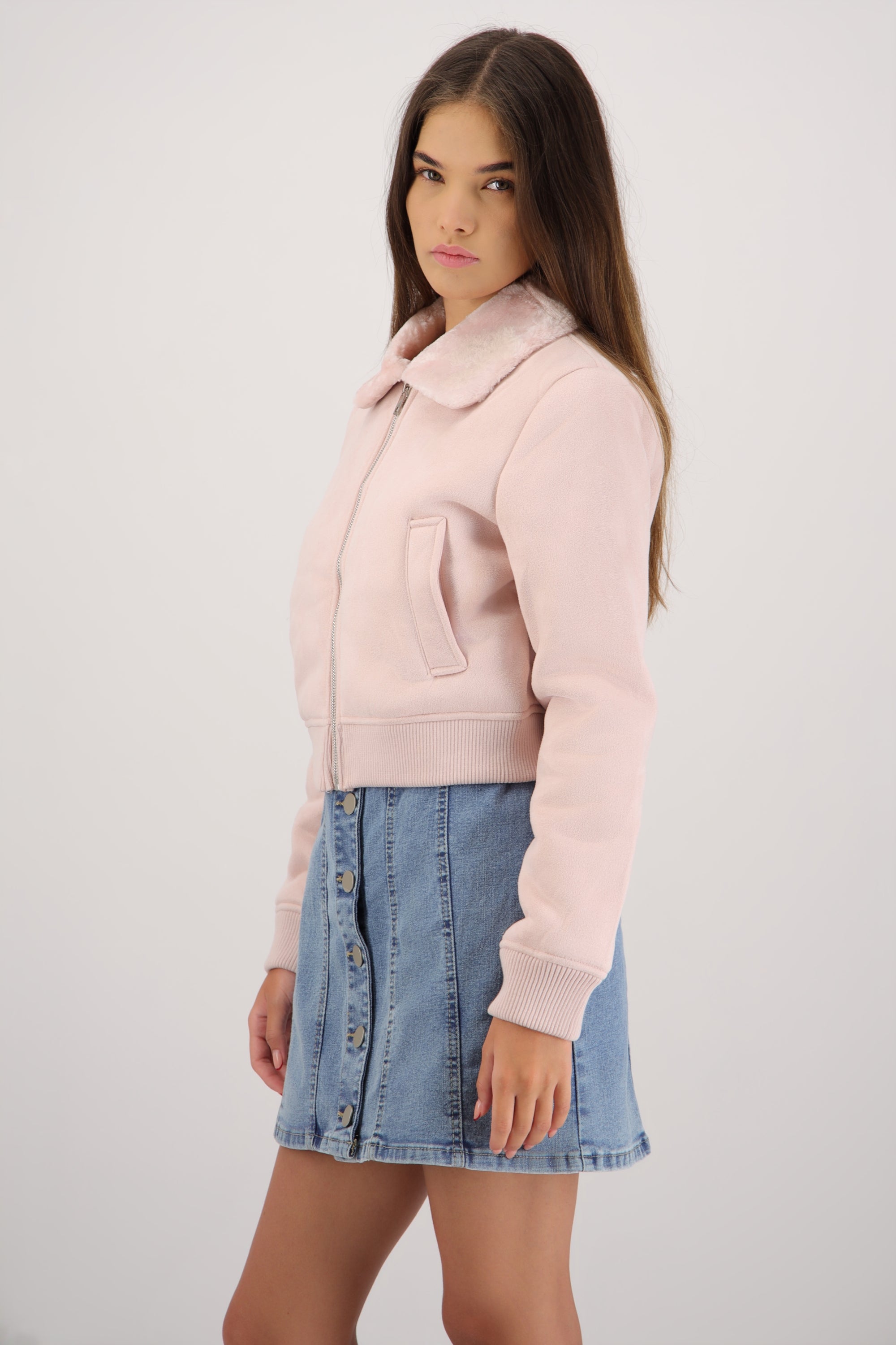 Bomber detalle peluche ROSA