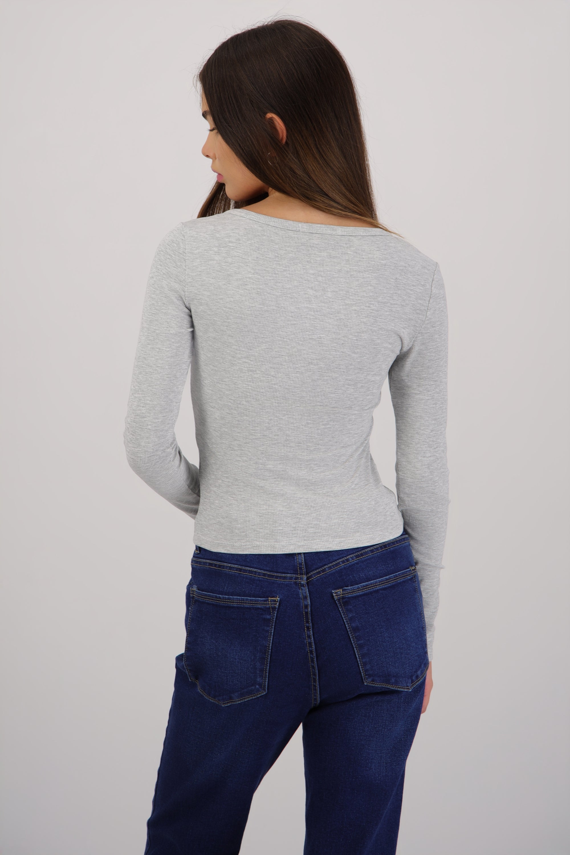 Top escote V botones GRIS JASPE