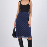 Falda midi mesh cuadros