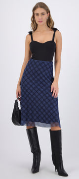 Falda midi mesh cuadros