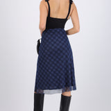 Falda midi mesh cuadros