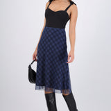 Falda midi mesh cuadros