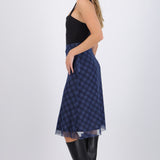 Falda midi mesh cuadros