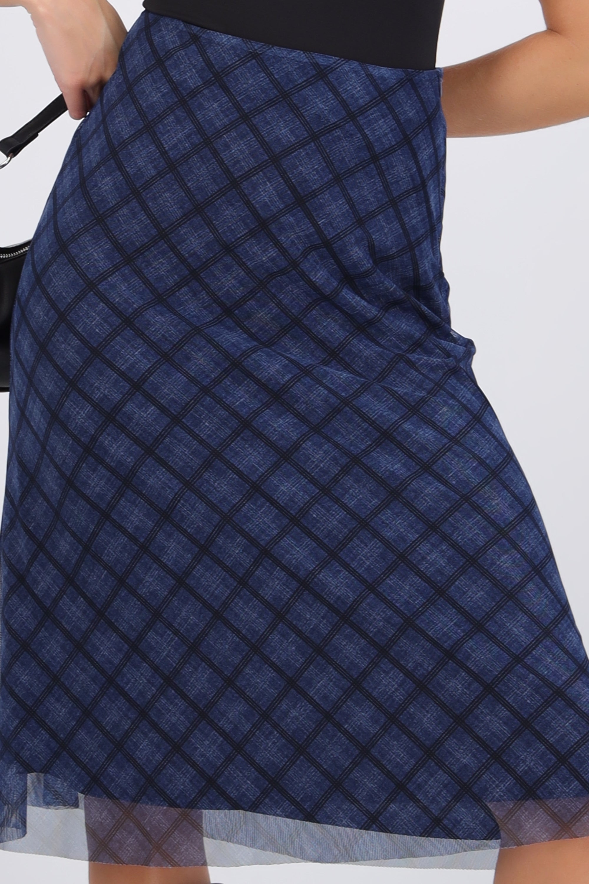 Falda midi mesh cuadros