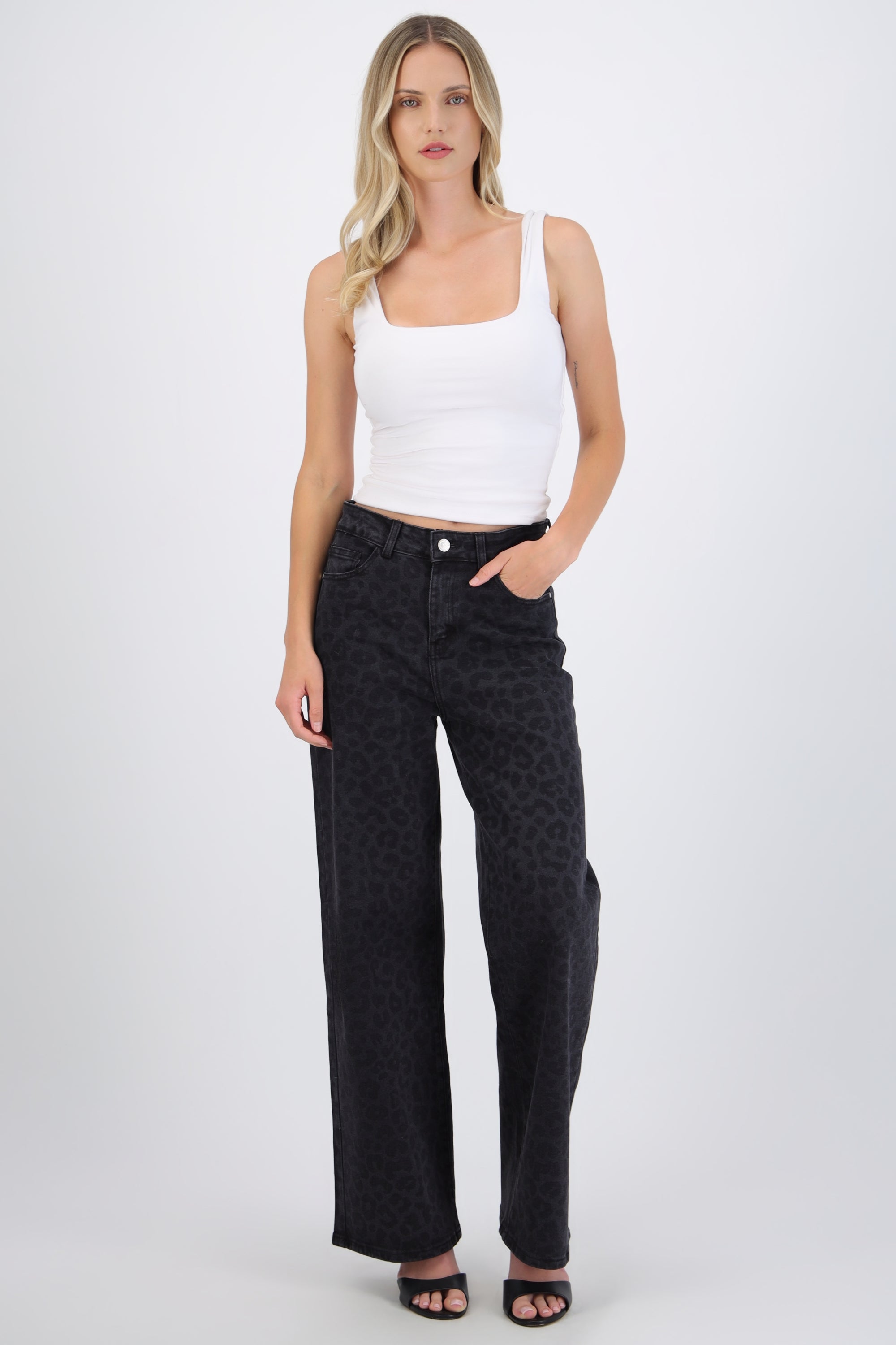 Jeans wide leg animal print