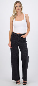 Jeans wide leg animal print