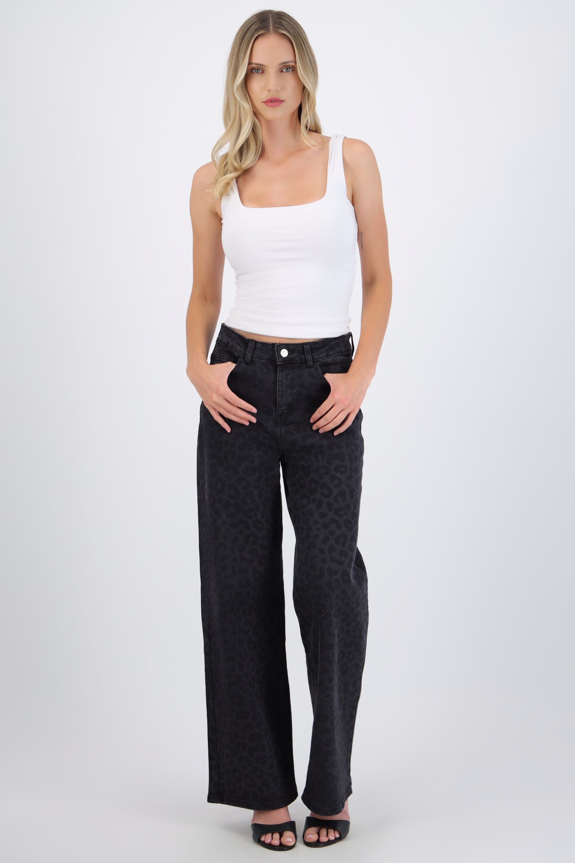 Jeans wide leg animal print