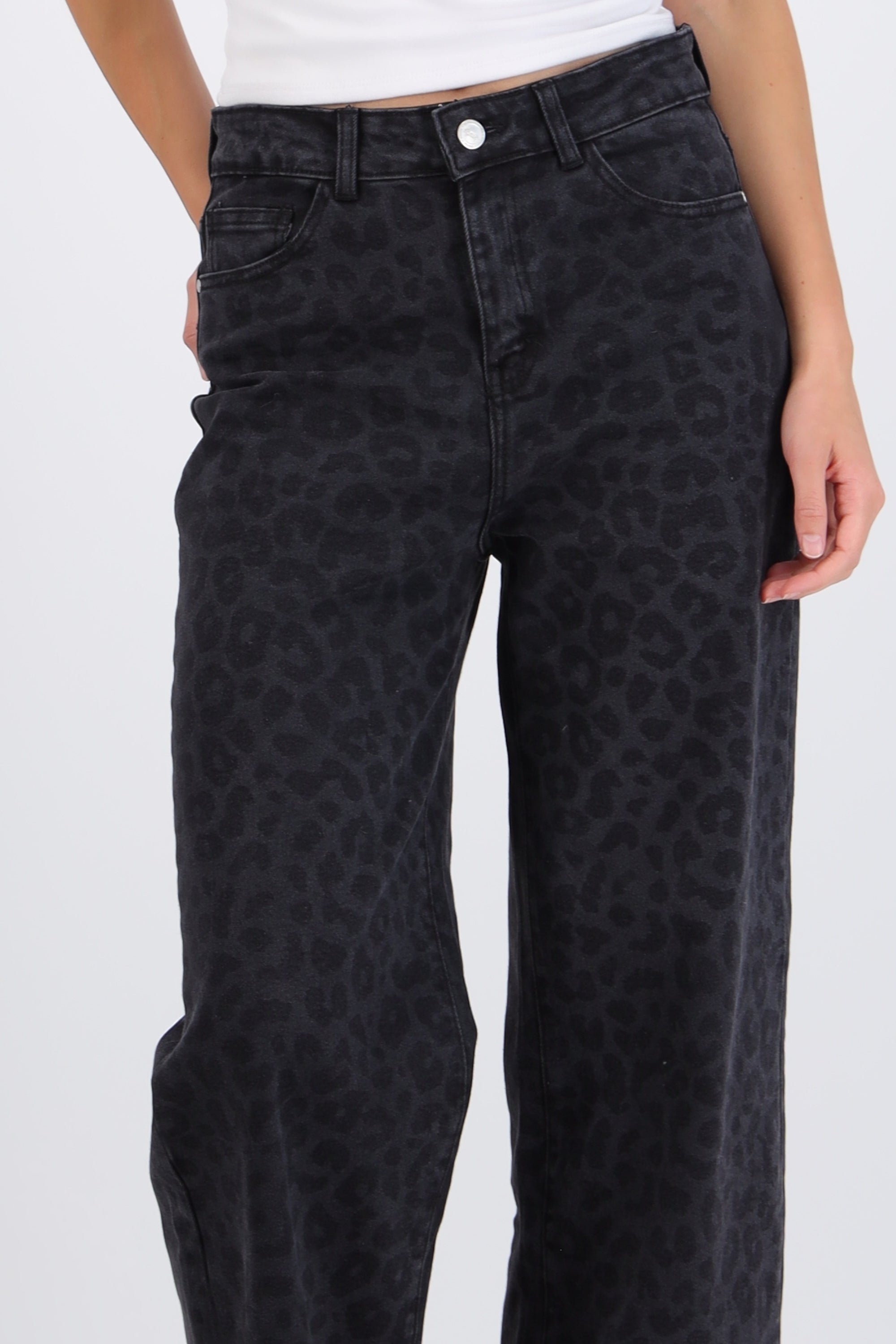 Jeans wide leg animal print