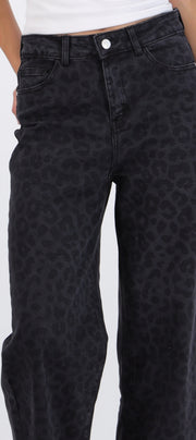 Jeans wide leg animal print