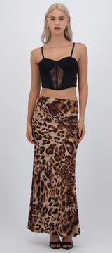 Falda maxi estampado animal print
