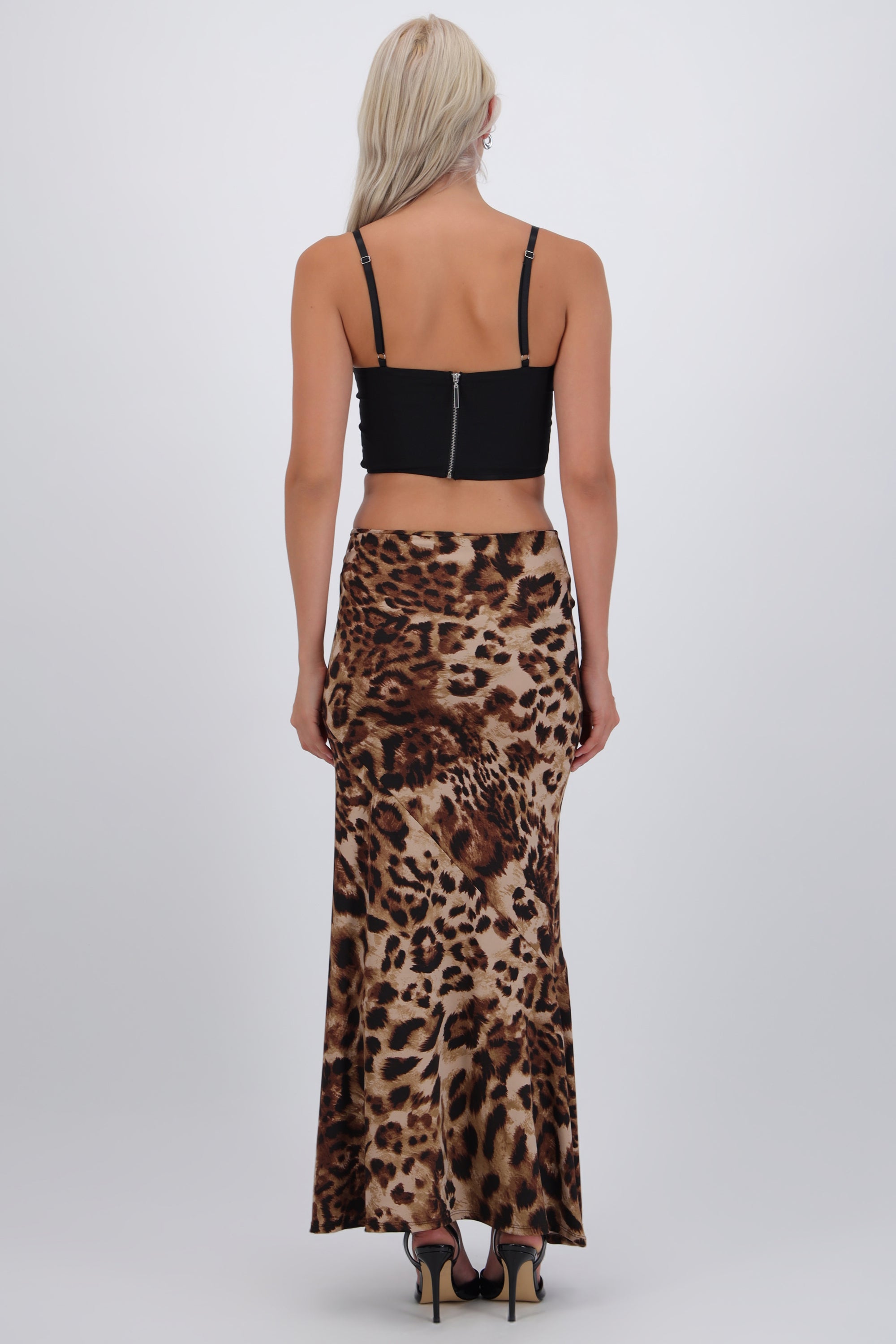 Falda maxi estampado animal print CAFE COMBO