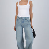Jeans wide leg tinta