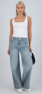 Jeans wide leg tinta