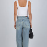 Jeans wide leg tinta