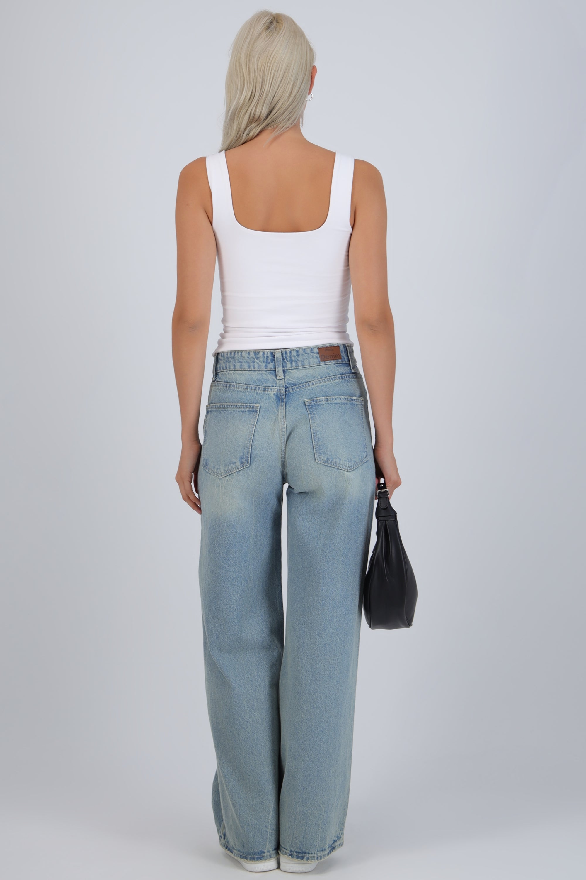 Jeans wide leg tinta