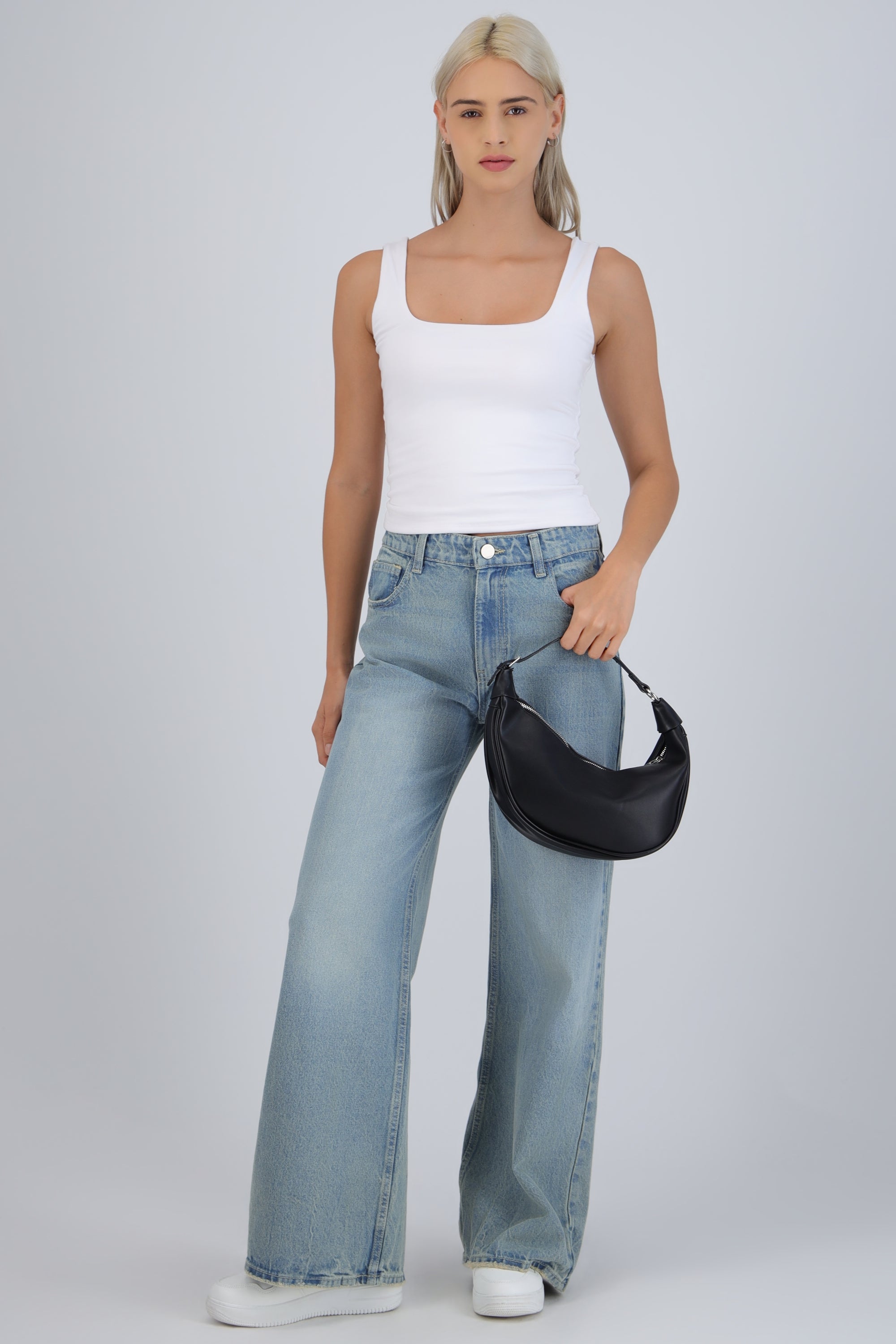 Jeans wide leg tinta