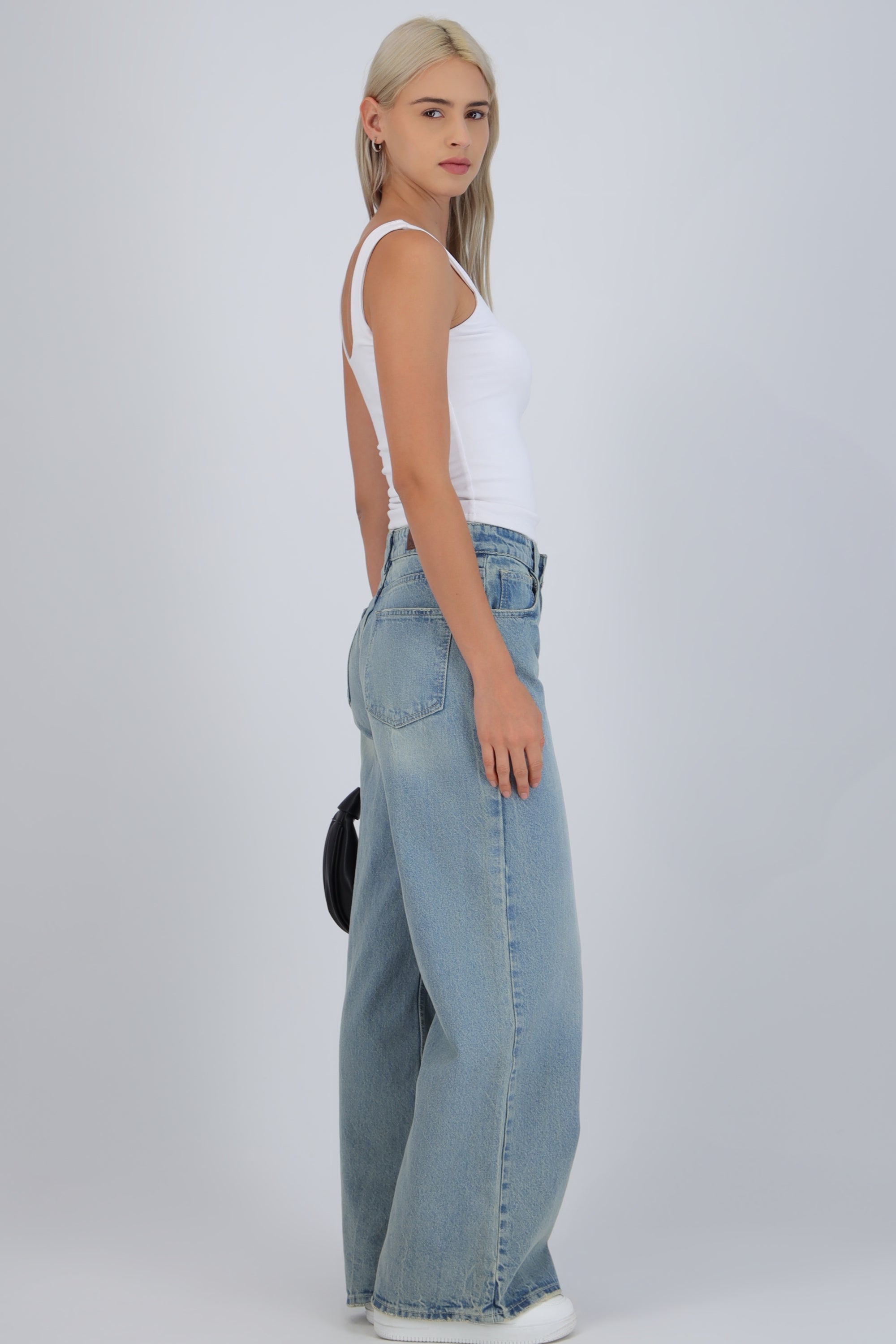Jeans wide leg tinta