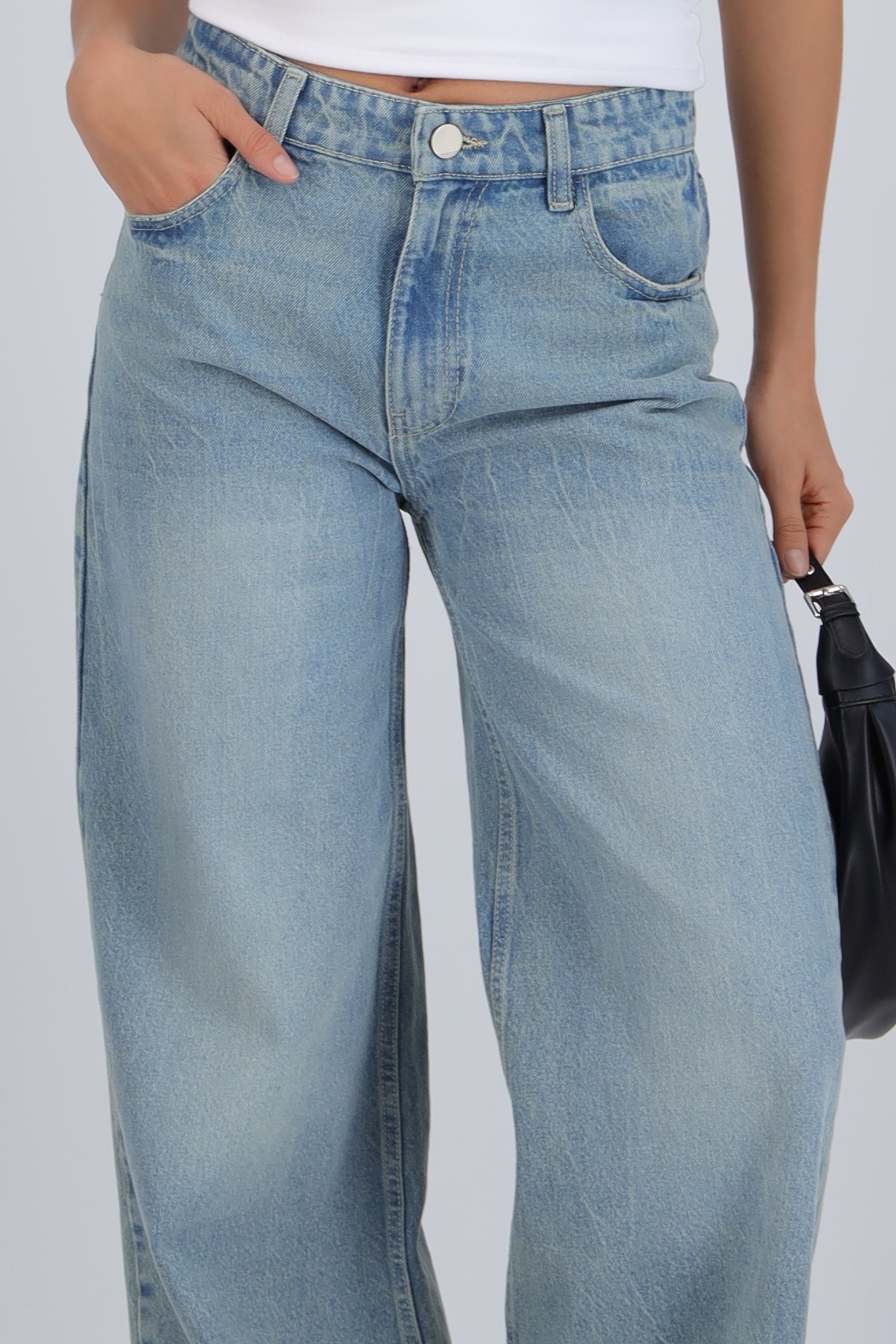 Jeans wide leg tinta