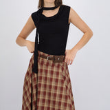 Top sin mangas drapeado detalle bufanda