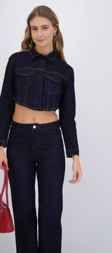 Chamarra denim crop