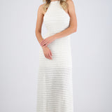 Vestido maxi cuello halter tela textura