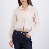 Camisa manga larga rayas detalle encaje