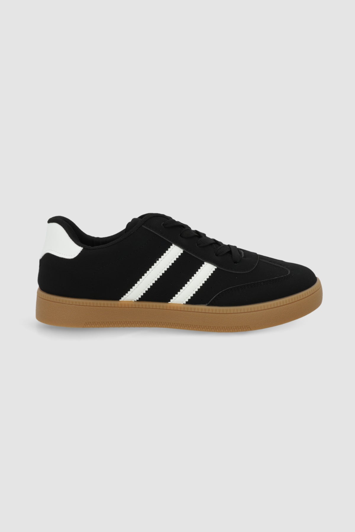 Tenis casual rayas puntera suede NEGRO