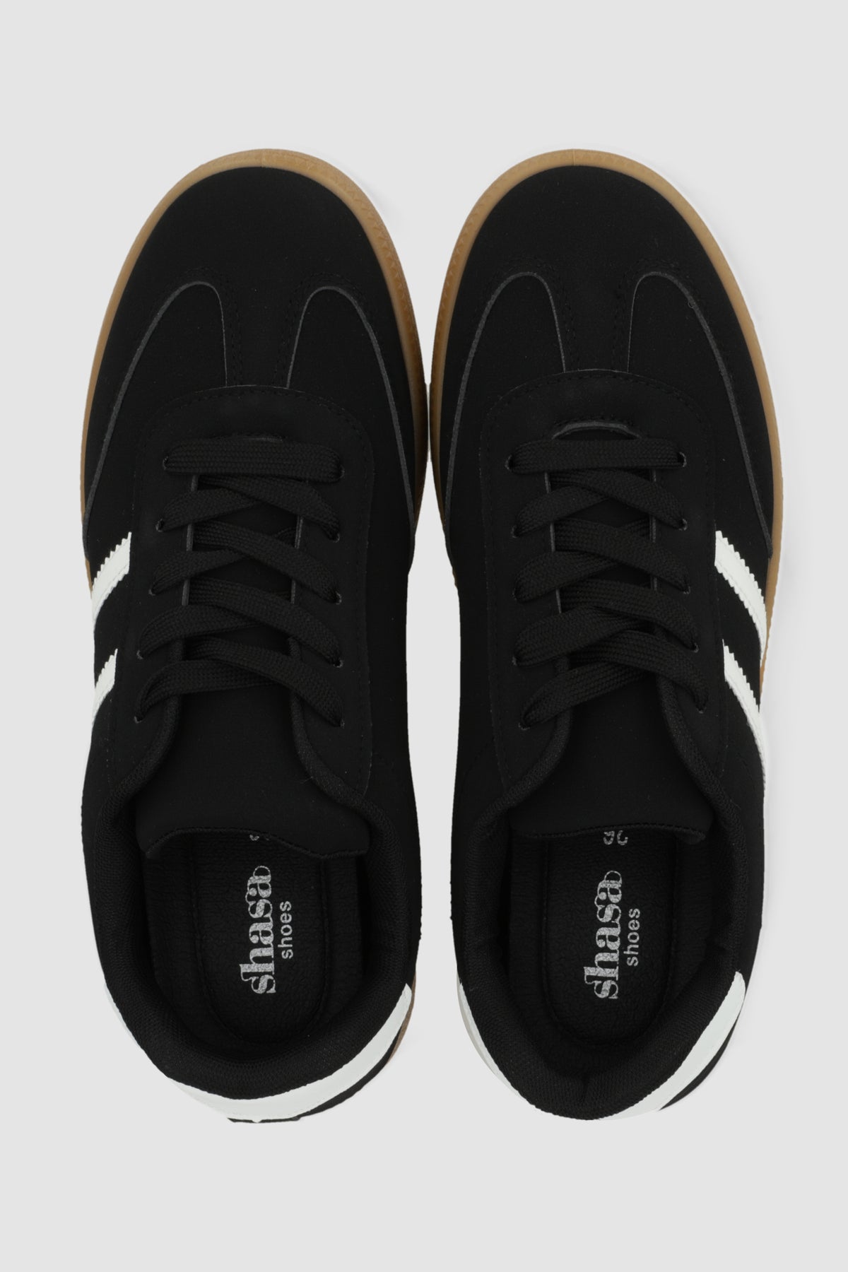 Tenis casual rayas puntera suede NEGRO