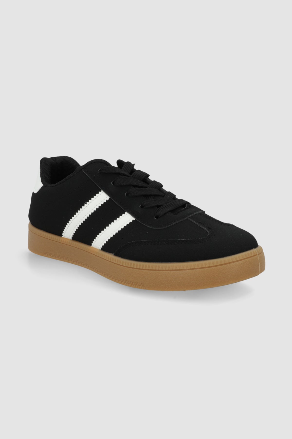 Tenis casual rayas puntera suede NEGRO