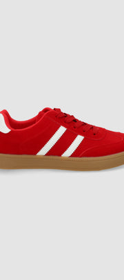 Tenis casual rayas puntera suede