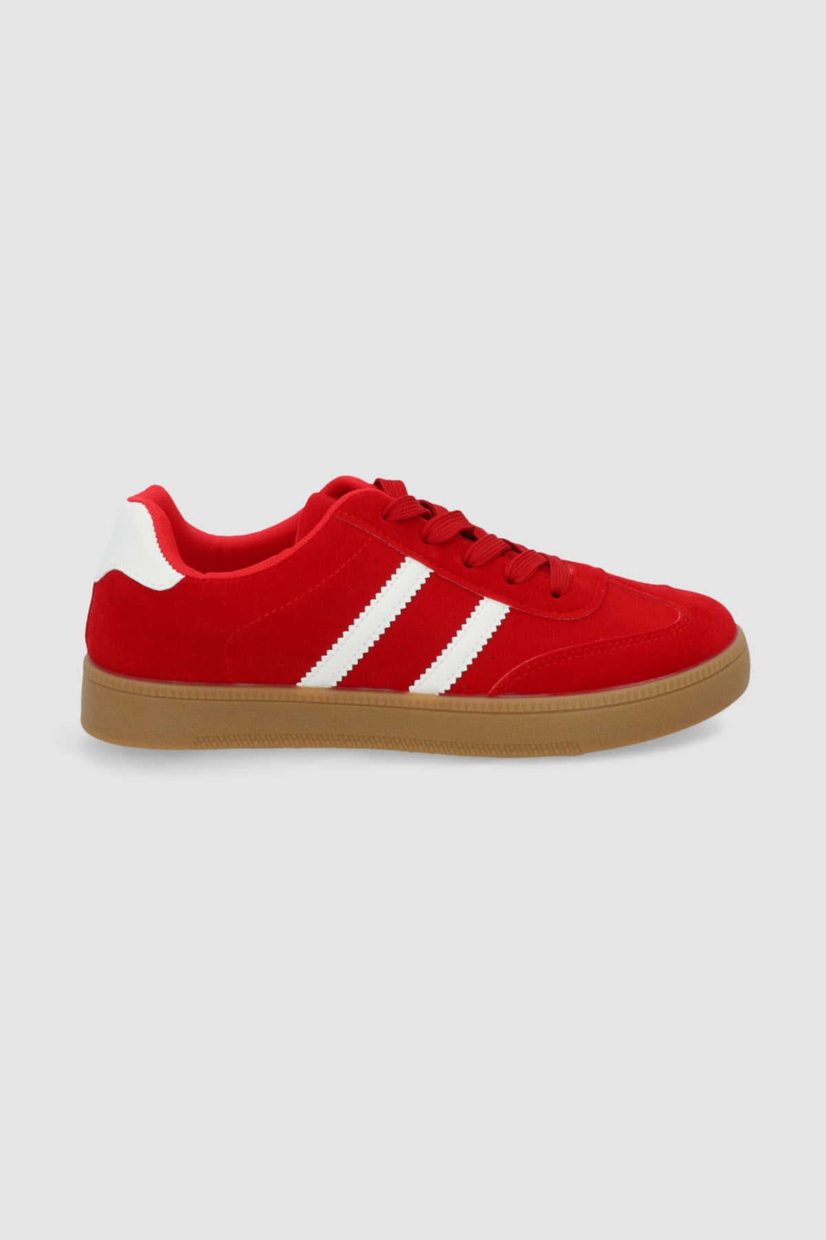 Tenis casual rayas puntera suede ROJO