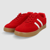 Tenis casual rayas puntera suede