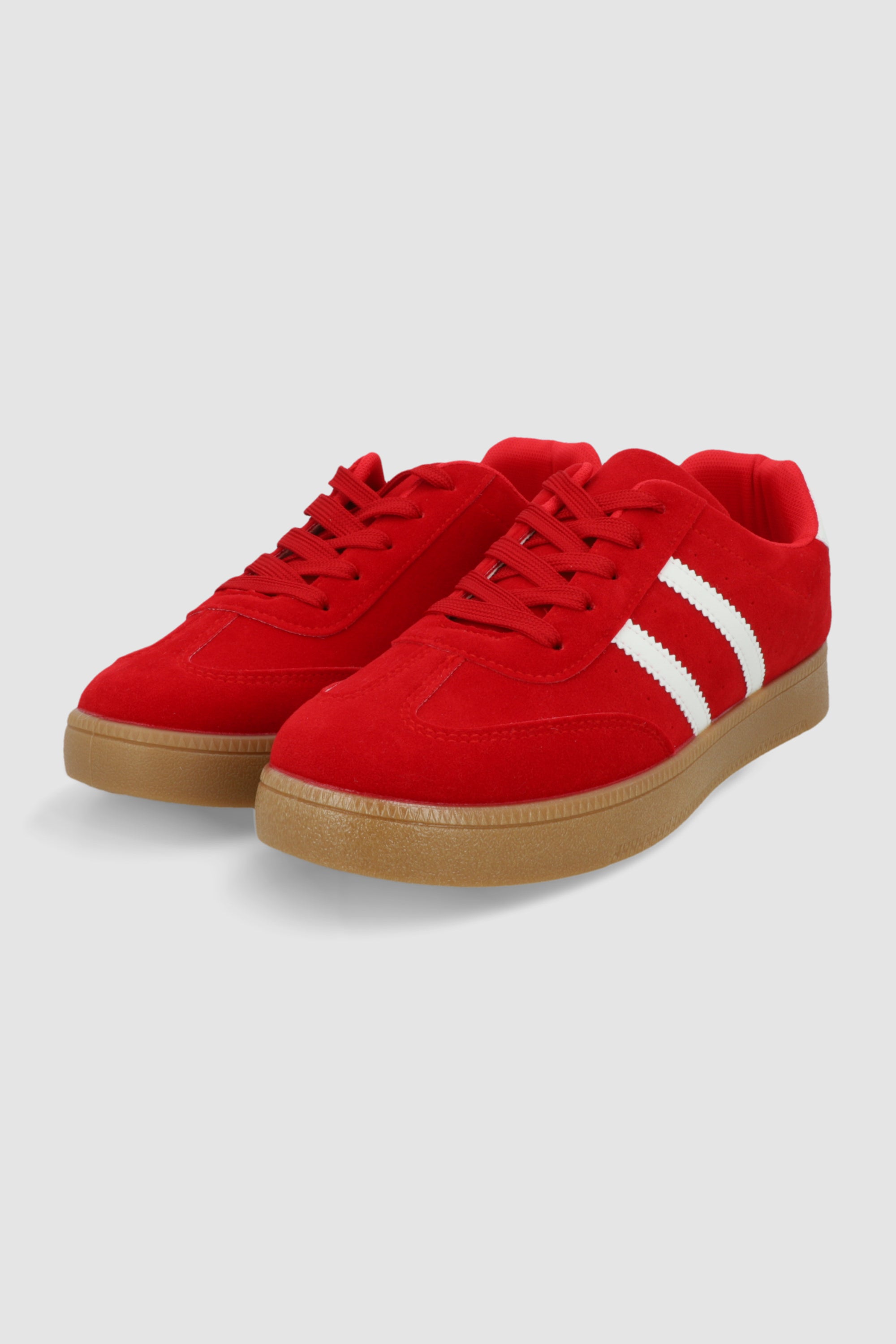 Tenis casual rayas puntera suede ROJO