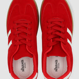Tenis casual rayas puntera suede